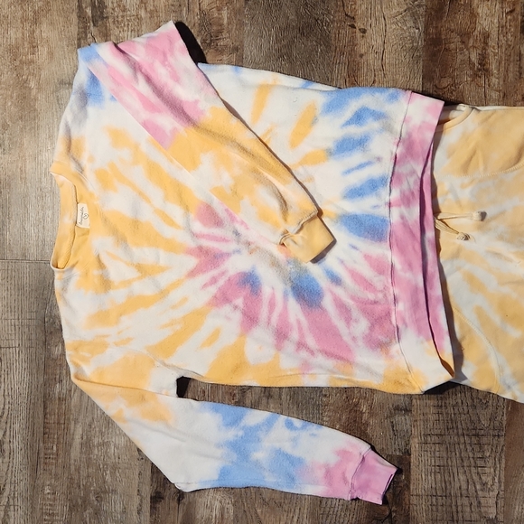 Dreamsicle sleepwear tie-die lounge wear pajama set PJ small sherbert colors S - Picture 2 of 6